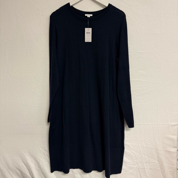 J. Jill Dresses & Skirts - J. Jill Knit Dress NWT Navy Blue Simple ribbed detail at neck,‎ wrist and hem L